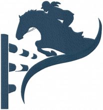Jumping horse and rider embroidery design