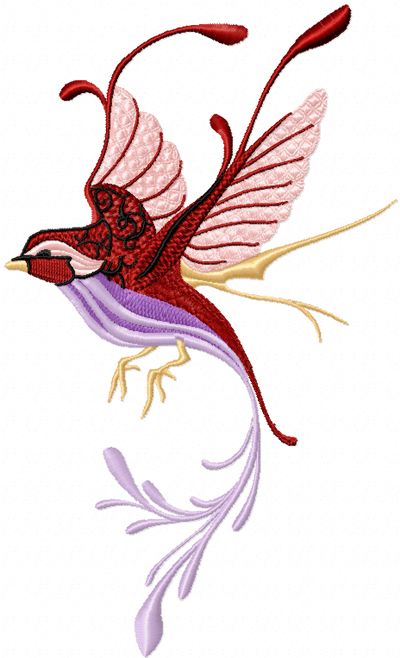 Fantastic Bird machine embroidery design