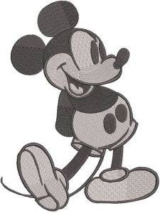 Vintage Mickey Mouse greyscale embroidery design