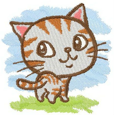 Dreamy kitten machine embroidery design