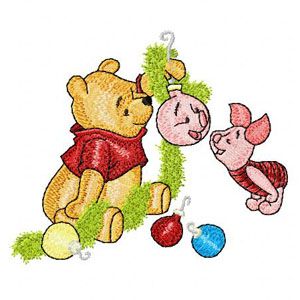 Winnie the Pooh and Piglet Before Christmas machine embroidery design