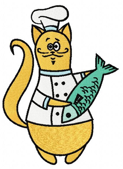 Chef cat 10 machine embroidery design