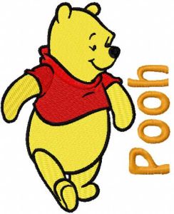 Pooh walking 4 embroidery design
