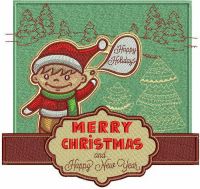 Сhristmas card embroidery design