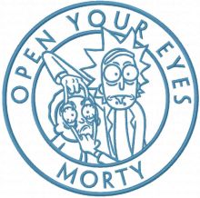 Open your eyes morty embroidery design