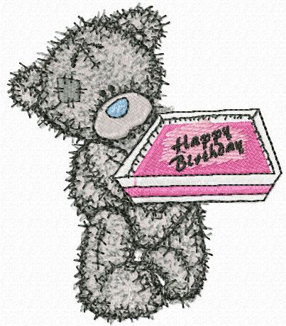 Teddy Bear happy birthday machine embroidery design