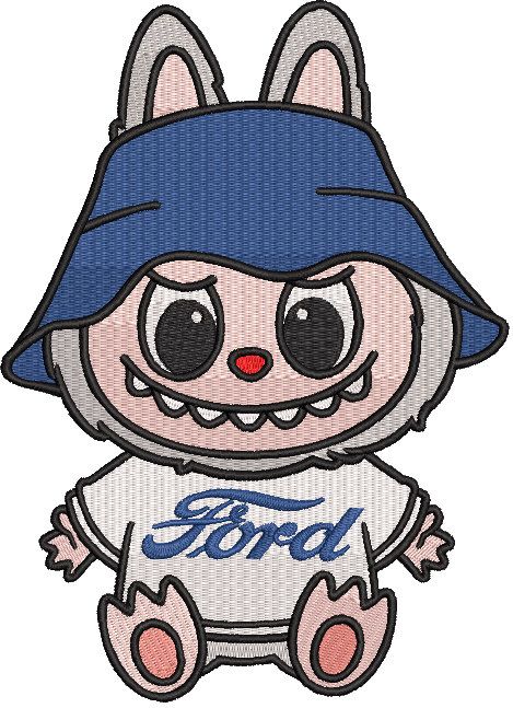 Labubu ford embroidery design