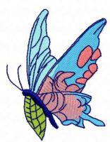 Blue butterfly free embroidery design 2