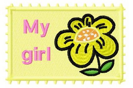 Postage stamp My girl machine embroidery design