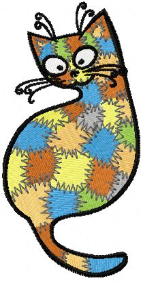 Patches kitty machine embroidery design