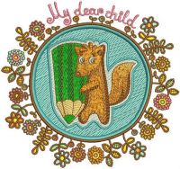 Squirrel the painter embroidery design