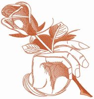 Rose in hand sketch embroidery design