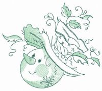 Sketch of snowman's head embroidery design
