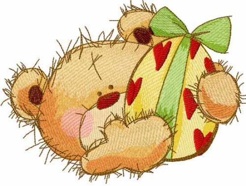 Teddy Bear with easter egg machine embroidery design 6