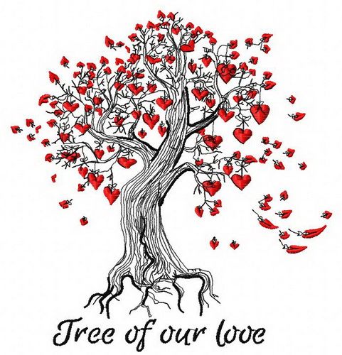 Tree of our love machine embroidery design