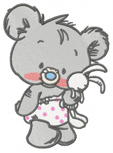 Baby bear with toy 2 machine embroidery design