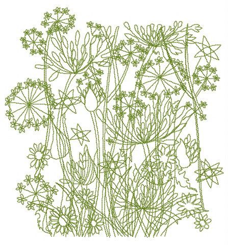 Grass and flowers silhouettes machine embroidery design