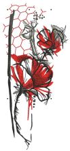 Poppies and honeycombs embroidery design