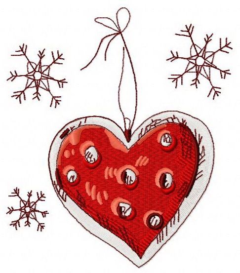 Heart Christmas toy machine embroidery design