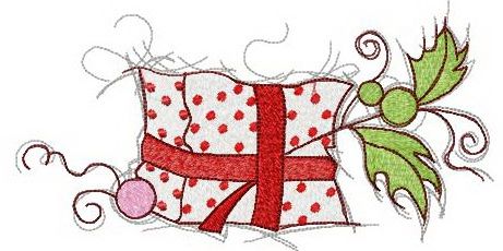 Gift in polka dot wrapping paper machine embroidery design