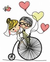 Just married embroidery design