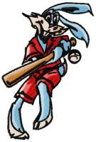 Baseball bunny embroidery design