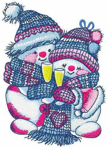 Merry Xmas snowmen machine embroidery design
