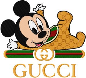 Funny Baby mickey gucci embroidery design