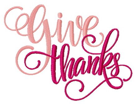 Give thanks pink machine embroidery design 