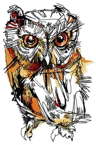 Wild owl machine embroidery design