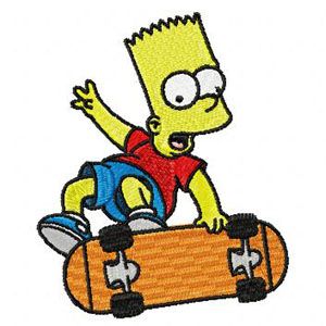 Bart with Skateboard machine embroidery design