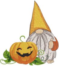 Happy fall gnome with harvest embroidery design