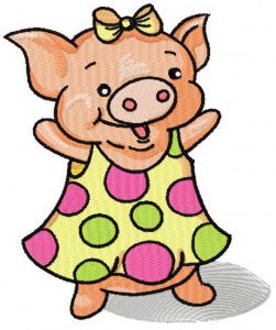 Happy piglet embroidery design