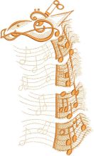 Music giraffe embroidery design