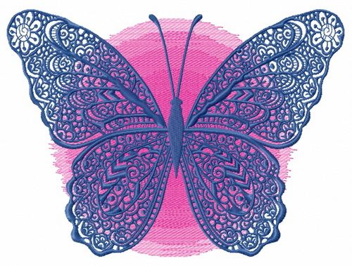Lace butterfly machine embroidery design
