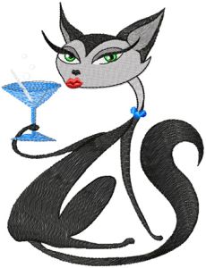 Glamour Kitty relax embroidery design