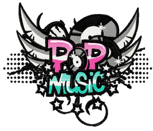 Pop music machine embroidery design