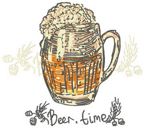 Beer time machine embroidery design