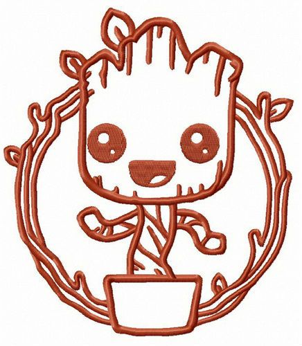 Comic book Groot machine embroidery design