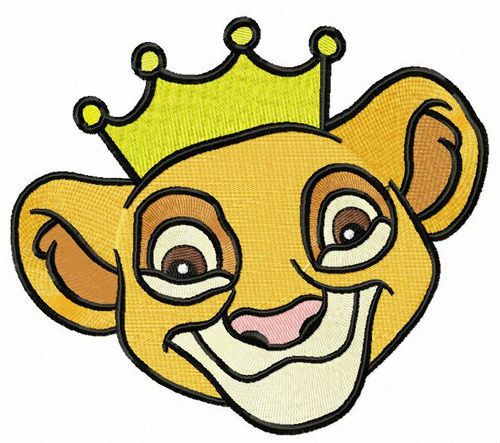 Simba with golden crown machine embroidery design