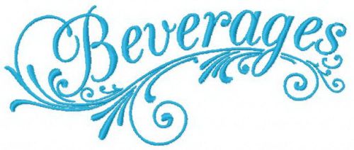 Beverages machine embroidery design