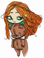 Cute girl in pajamas 3 embroidery design