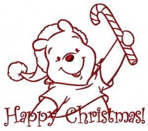 Winnie the Pooh in santa hat 2 embroidery design