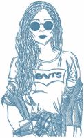 Denim girl embroidery design
