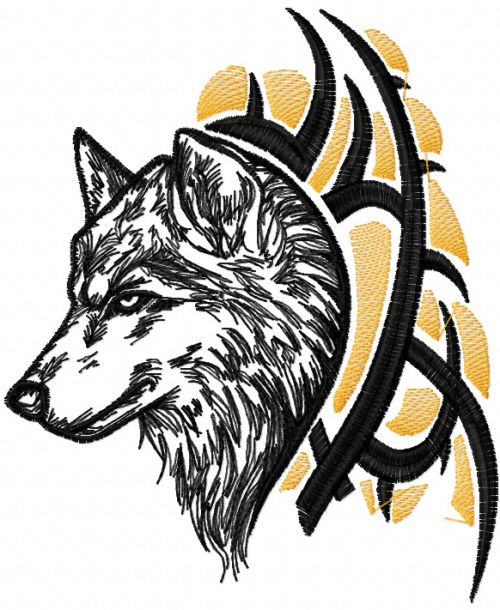 Tribal Wolf free machine embroidery design