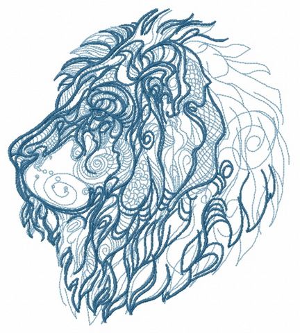 Severe lion machine embroidery design