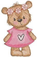 Teddy bear girl summer mood embroidery design