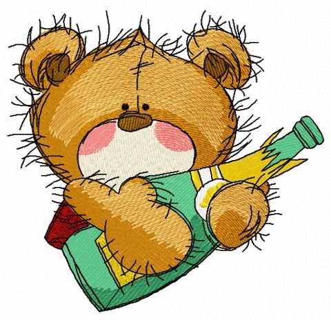 Teddy bear with champagne 2 machine embroidery design