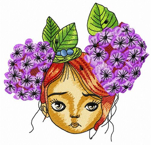 Pretty red-haired teen machine embroidery design