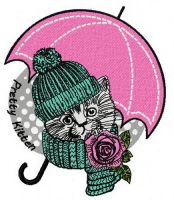 Pretty kitten embroidery design